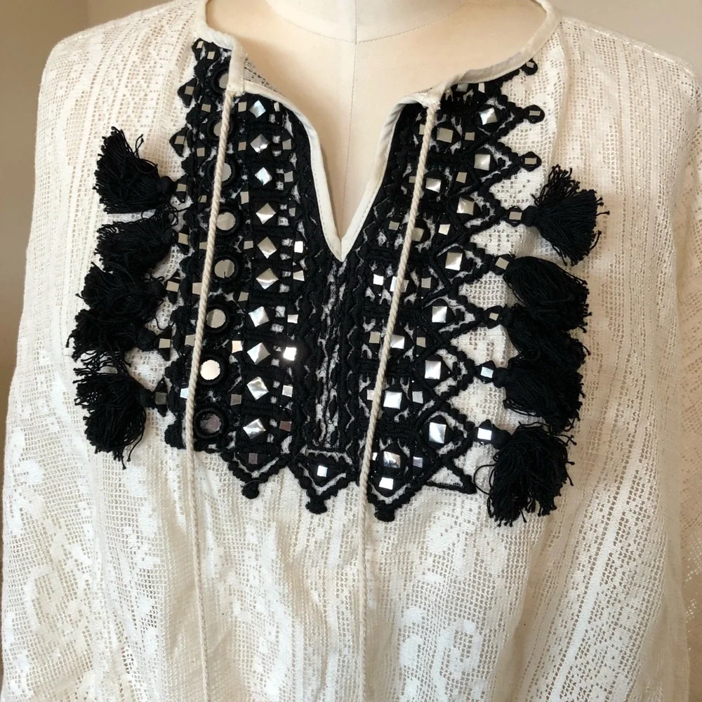 VINEET BAHL cream Iona lace embroidered top